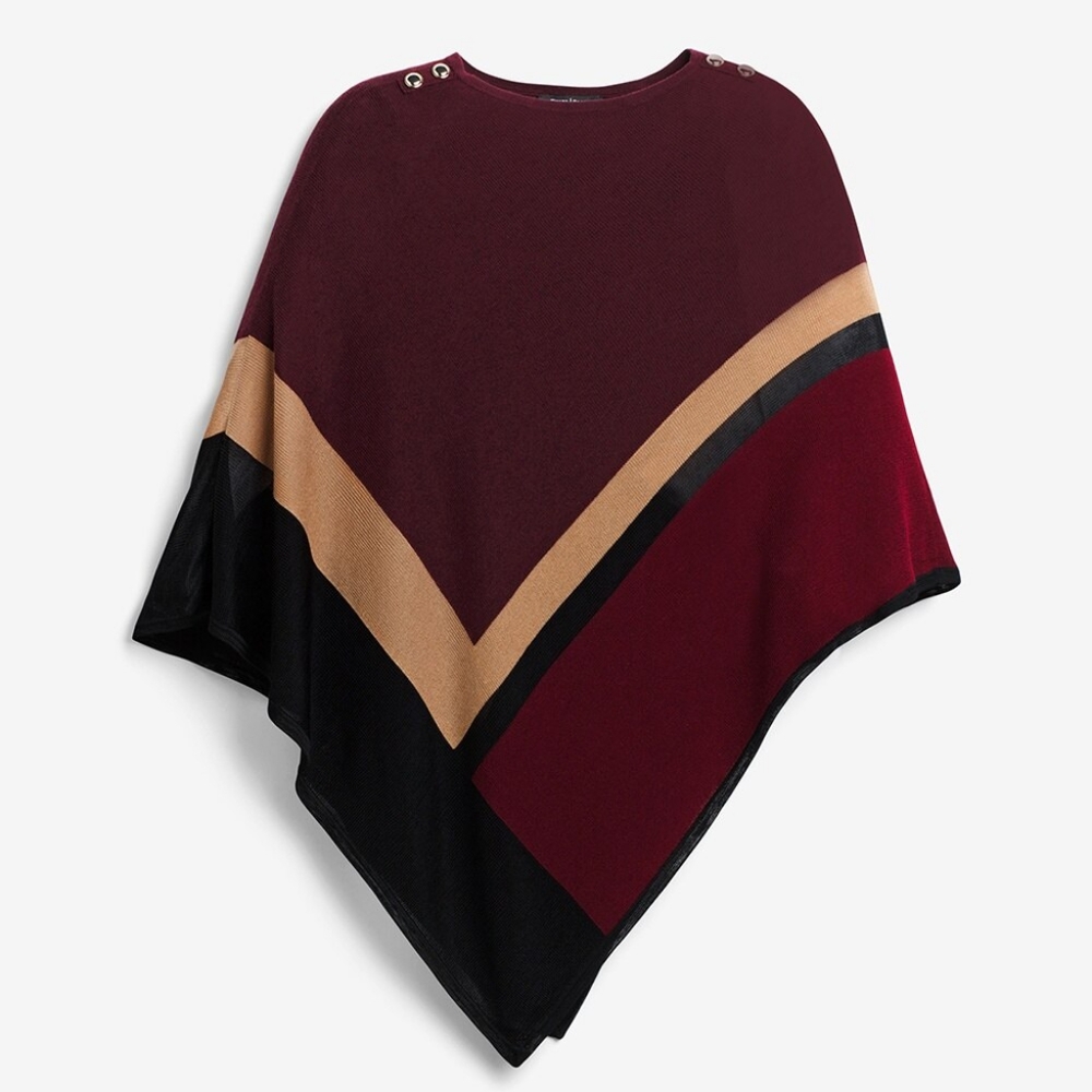 White House Black Market Colorblock Poncho